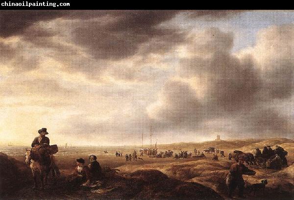 VLIEGER, Simon de Beach near Scheveningen with Fish-Sellers ar