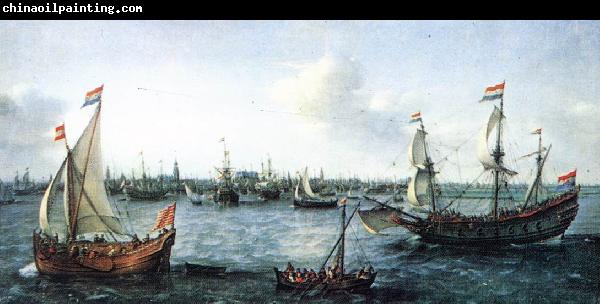 VROOM, Hendrick Cornelisz. The Harbour in Amsterdam we