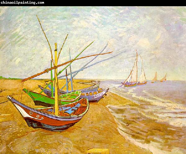 Vincent Van Gogh Fishing Boats on the Beach at Saintes-Maries