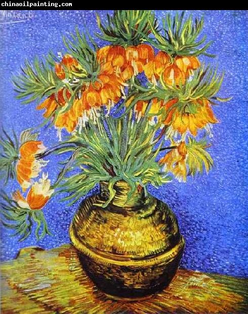 Vincent Van Gogh Crown Imperial Fritillaries in Copper Vase