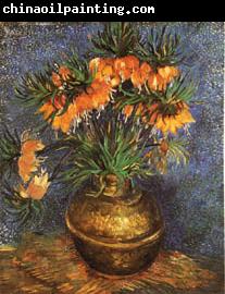 Vincent Van Gogh Imperial Crown Fritillaria in a Copper Vase