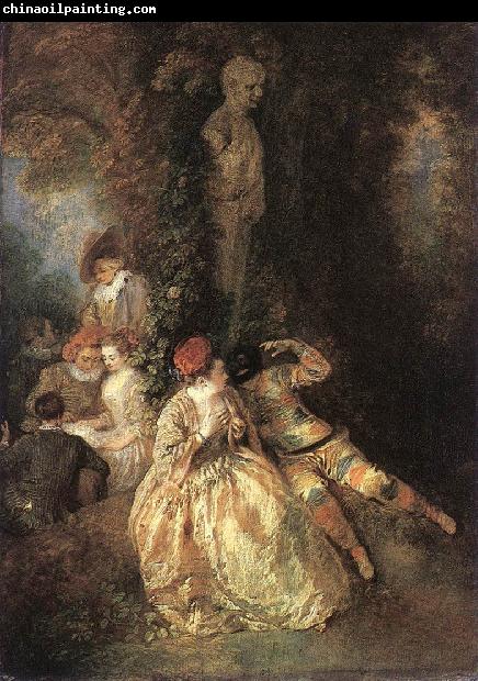 WATTEAU, Antoine Harlequin and Columbine