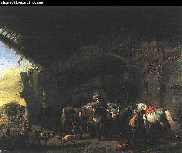 WOUWERMAN, Philips Scene in front of an Inn wet