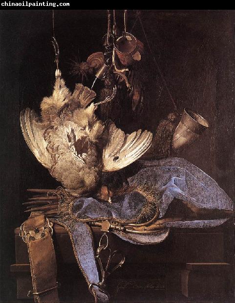 Willem van Still-Life with Hunting Equipment and Dead Birds