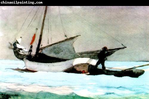 Winslow Homer Stowing the Sail, Bahamas