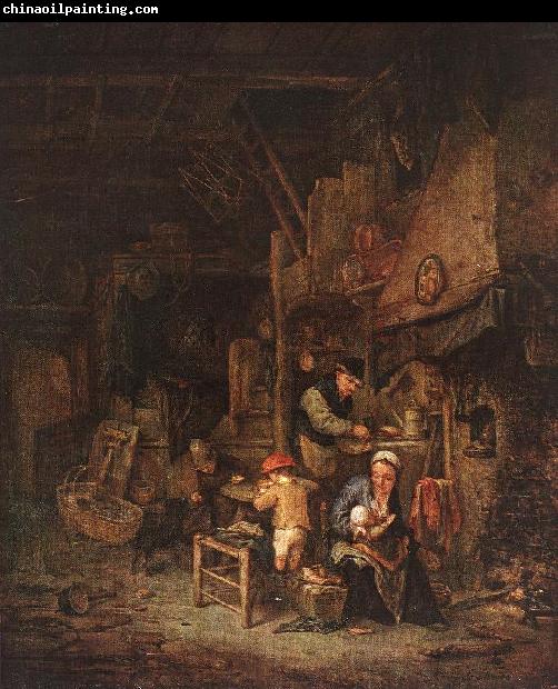 OSTADE, Adriaen Jansz. van Interior with a Peasant Family sg