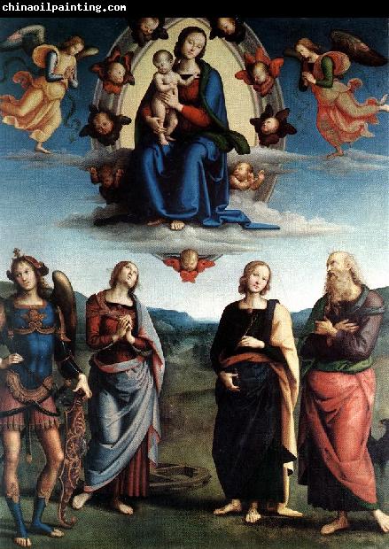 PERUGINO, Pietro Madonna in Glory with the Child and Saints f