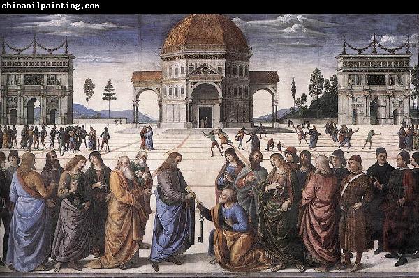 PERUGINO, Pietro Christ Handing the Keys to St. Peter af