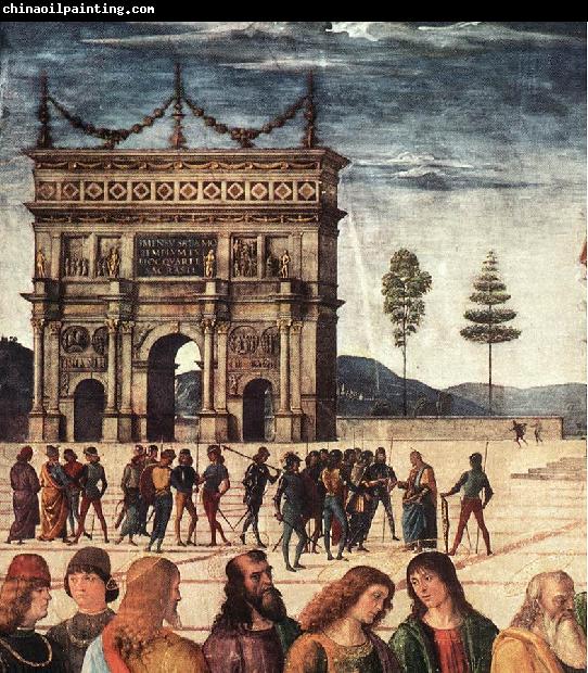 PERUGINO, Pietro Christ Handing the Keys to St. Peter (detail) a