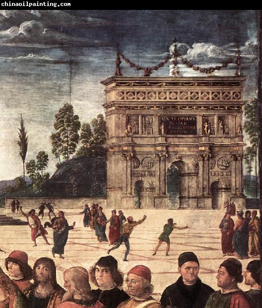 PERUGINO, Pietro Christ Handing the Keys to St. Peter (detail) as