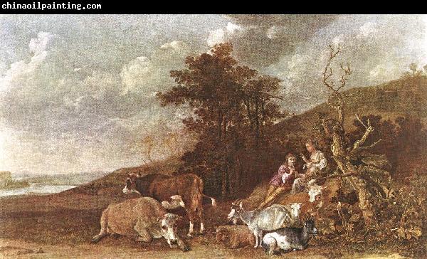 POTTER, Paulus Landscape with Shepherdess and Shepherd Playing Flute af