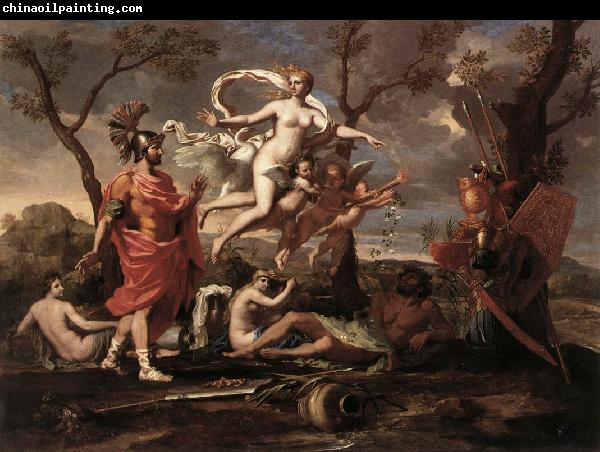 POUSSIN, Nicolas Venus Presenting Arms to Aeneas f