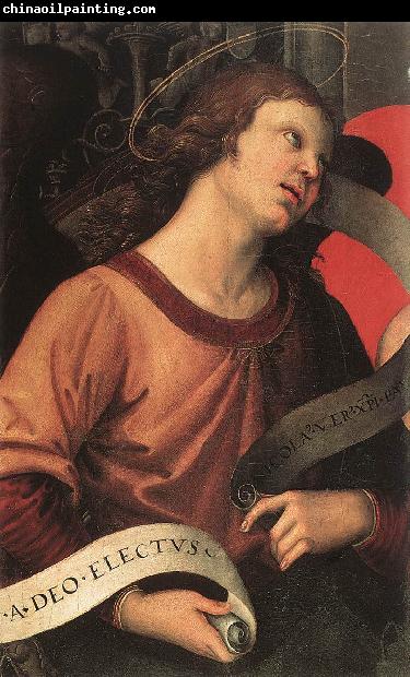 RAFFAELLO Sanzio Angel (fragment of the Baronci Altarpiece) dg