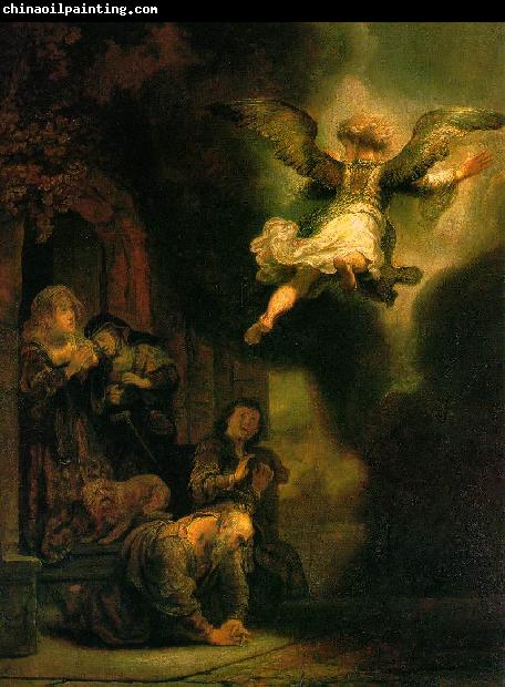 REMBRANDT Harmenszoon van Rijn The Archangel Leaving the Family of Tobias