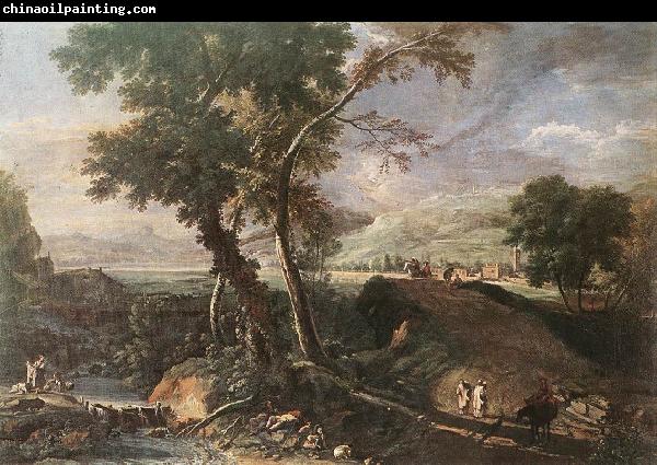 RICCI, Marco Landscape with River and Figures df