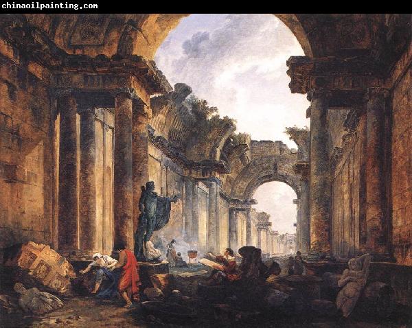 ROBERT, Hubert Imaginary View of the Grande Galerie in the Louvre in Ruins AG