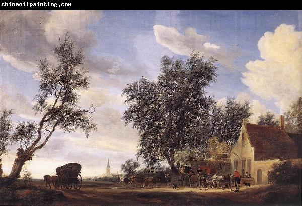 RUYSDAEL, Salomon van Halt at an Inn af