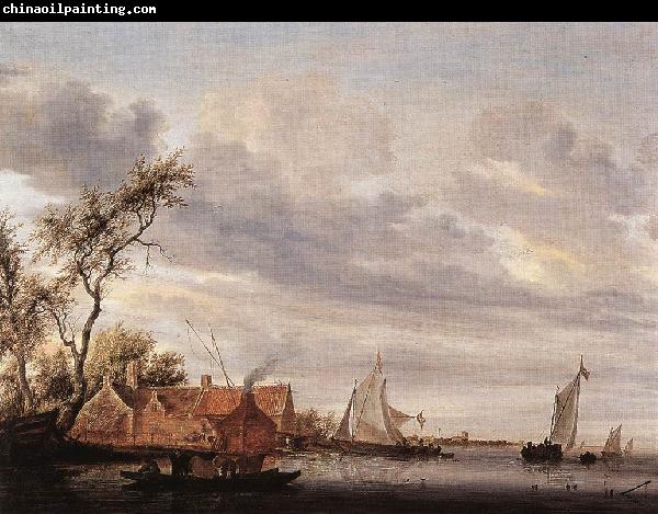 RUYSDAEL, Salomon van River Scene with Farmstead a