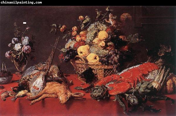 SNYDERS, Frans Still-life with a Basket of Fruit w r