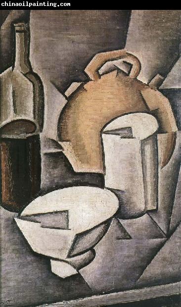 Juan Gris Winebottle and kettle of tile