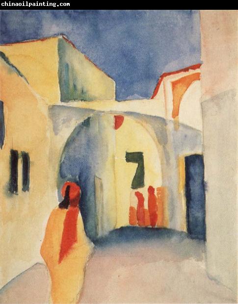 August Macke Bilck in eine Gasse in Tunis