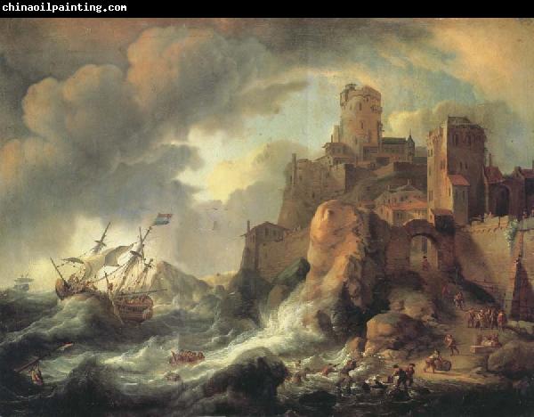 BACKHUYSEN, Ludolf Shipwreck by the Coastal Cliffs