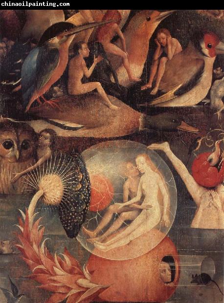 BOSCH, Hieronymus Der Garten der Luste.Ausschnitt:Das Paar in der Kugel