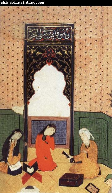 Bihzad the theophany through Layli sitting framed within the prayer niche