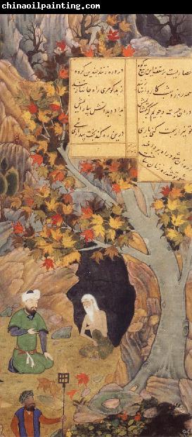 Bihzad The Tree of Life springs from the fount and bows over the saint