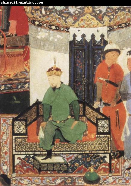 Bihzad Timur enthroned and holding the white kerchief of rule