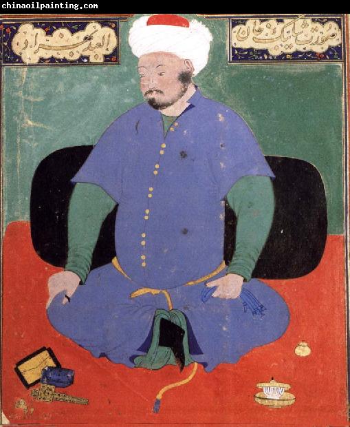 Bihzad Portrait of the Uzbek emir Shaybani Khan,seen here wearing a Sunni turban