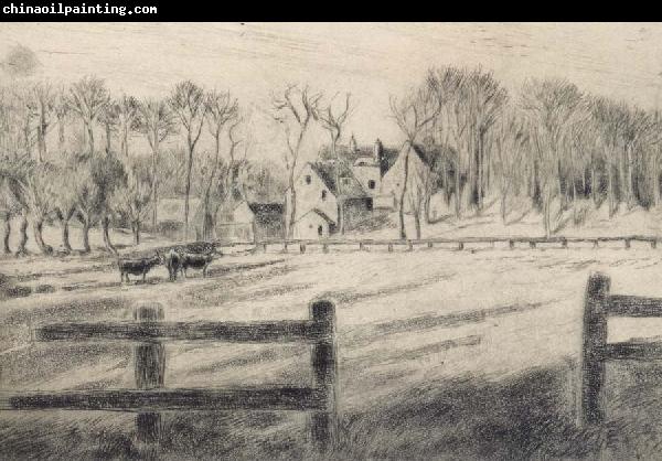 Camille Pissarro Field with mill at Osny