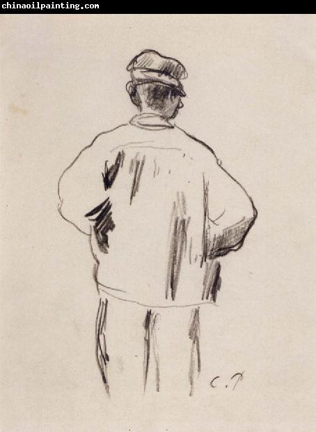 Camille Pissarro Rear View for a man in a smock