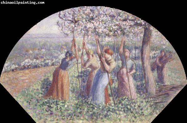 Camille Pissarro Peasant Women Placing pea-Sticks in the Ground