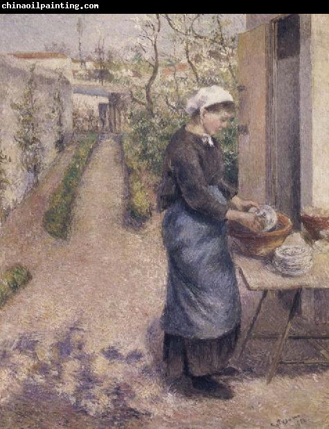 Camille Pissarro Woman washing dishes