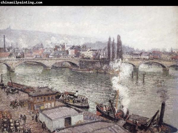 Camille Pissarro The Stone Bridge in Rouen,dull weather