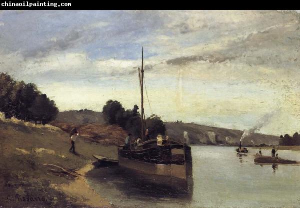 Camille Pissarro Barge on the Seine Peniche sur la Seine