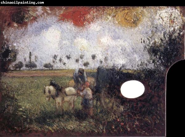 Camille Pissarro The artist-s palette with a landscape