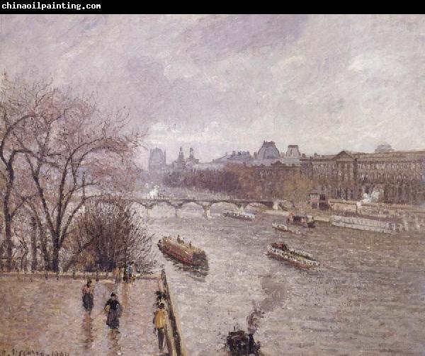 Camille Pissarro The Louvre,morning,rainy weather