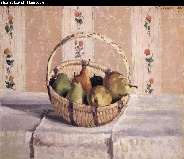 Camille Pissarro apples and pears in a round basket