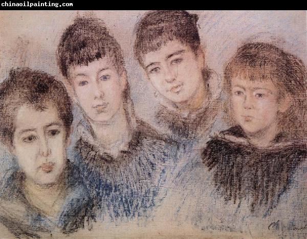 Claude Monet The Four Hoschede Childern Jacques,Suzanne,Blanche and Germaine