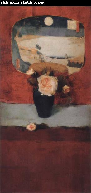 Fernand Khnopff Roses and a Japanese Fan