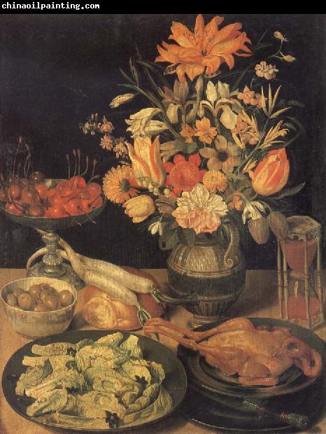 Georg Flegel Still Life with Flowers and Food