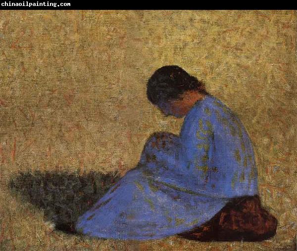 Georges Seurat The Countrywoman sat on the Lawn