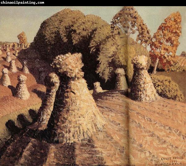 Grant Wood Iowa-s corn field