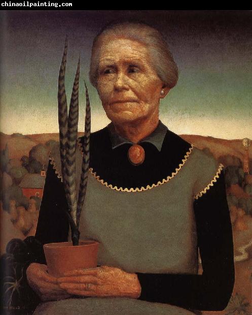 Grant Wood Both Hands with Miniature garden of woman