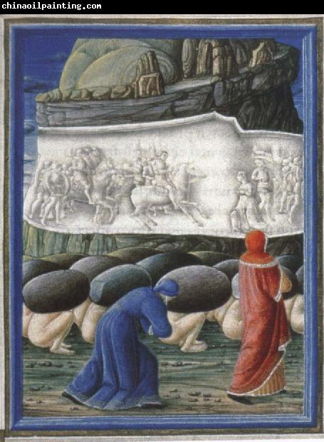 Guglielmo Girardi Dante,Guided by virgil bows before a relief depicting Emperor Trajan and the widow in canto X of the Purgatorio