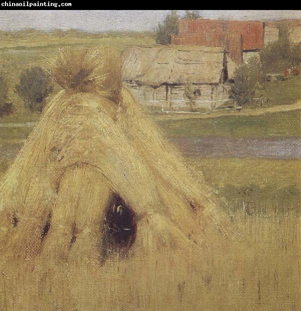 Isaac Levitan Mill and Village near a Stream