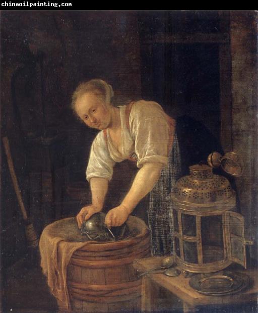 Jan Steen Woman sourig a pot