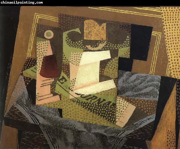 Juan Gris Fruit dish on the blanket in blue color